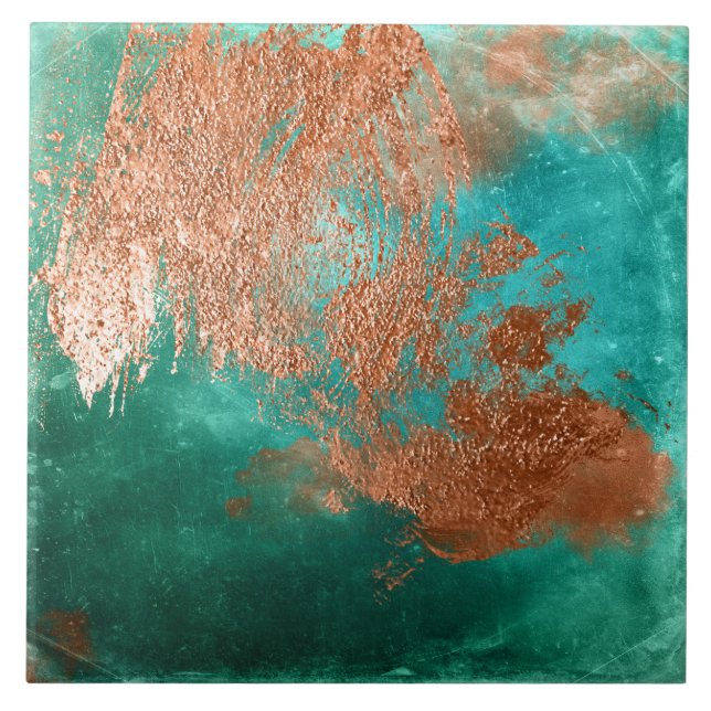 Copper Distressed Patina  Ceramic Tile (Front)