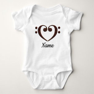 Copper Double Bass Clef Heart Customised Baby Bodysuit