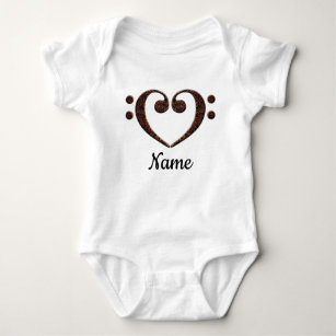 Copper Double Bass Clef Heart Customised Baby Bodysuit