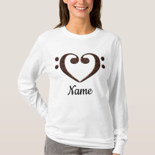 Copper Double Bass Clef Heart Customized T-Shirt