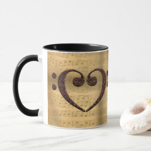 Copper Double Bass Clef Heart Music Lover Mug