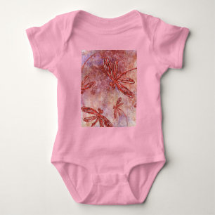 Copper Dragonflies on Hot Summer Sky Baby Bodysuit