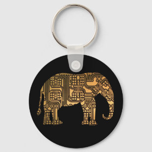 Copper Elephant Circuit Board Key Ring
