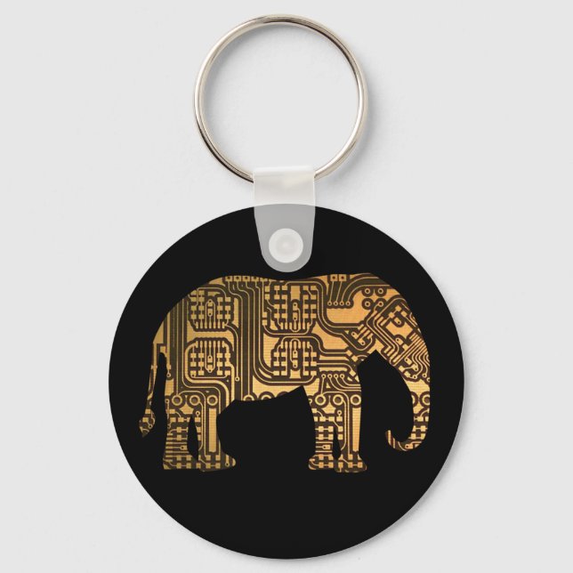 Copper Elephant Circuit Board Key Ring (Front)
