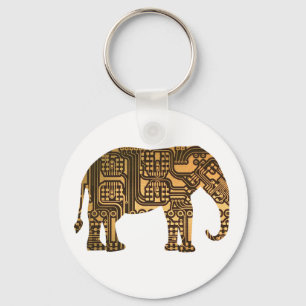 Copper Elephant Circuit Board Key Ring