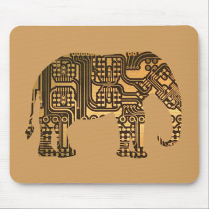 Copper Elephant Circuit Board Mouse Pad