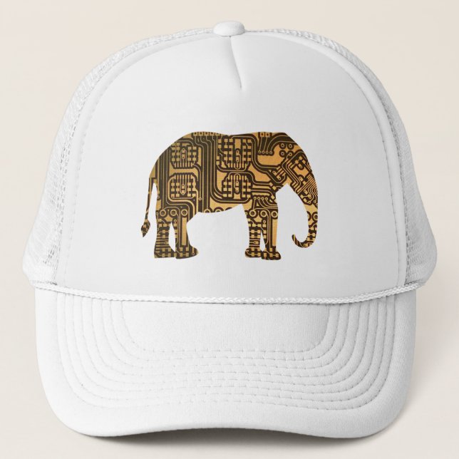 Copper Elephant Circuit Board Trucker Hat (Front)