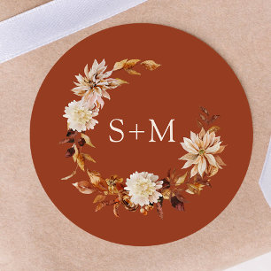 Copper Fall Monogram Floral Wreath Envelope Seal