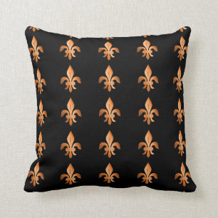 Copper Fleur-de-lis on black Cushion