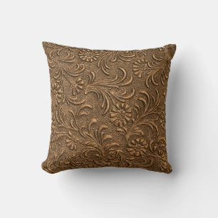 Copper Floral: Embossed Panel Art. Cushion
