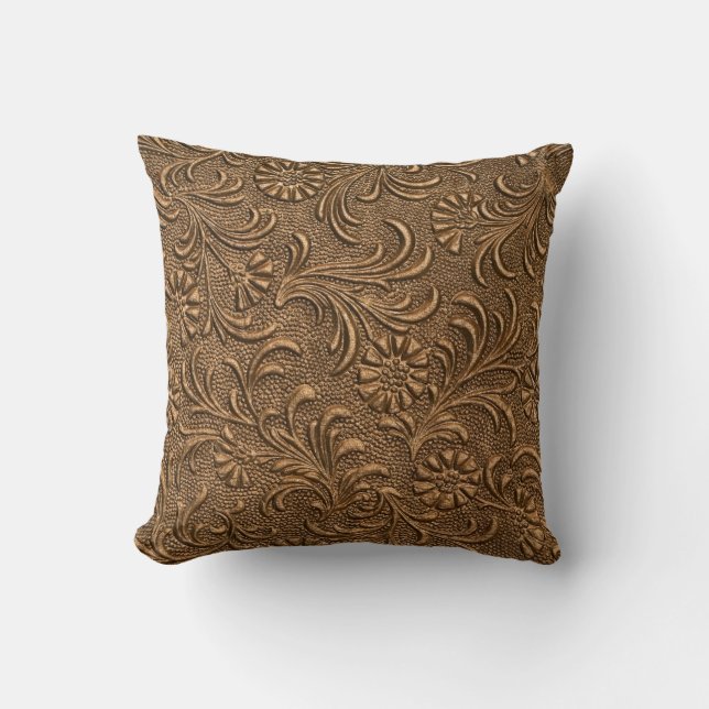 Copper Floral: Embossed Panel Art. Cushion (Front)