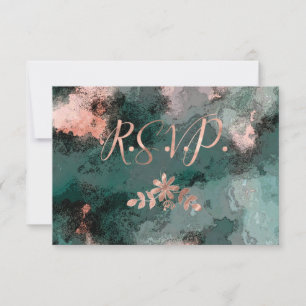 Copper Floral on Black and Teal RSVP