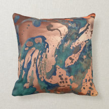 Copper (Foil) and Patina Throw Pillow