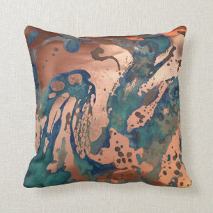 Copper (Foil) and Patina Throw Pillow
