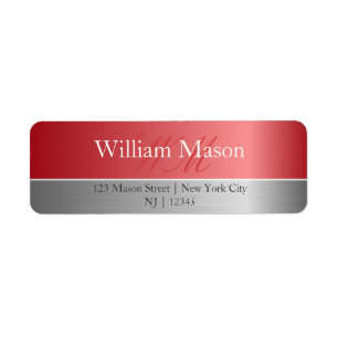 Copper Foil & Brushed Steel Monogram Address Label Return Address Label