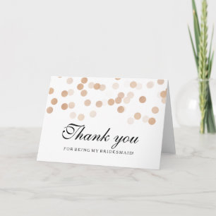 Copper Foil Glitter Lights Thank You Bridesmaid Card