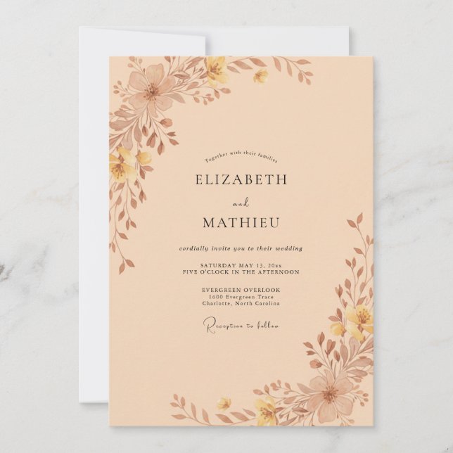 Copper Foliage Eucalyptus Wedding Invitation (Front)