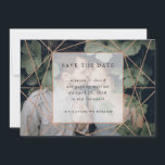 Copper Geo | Photo Save the Date<br><div class="desc">This stunning,  modern save the date card features your personal photo on the front,  with a faux copper geometric design and a window with all of your save the date information in the centre. The back has a matching faux copper pattern on a chic grey background.</div>