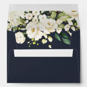 Copper Geometric Blue White Floral Wedding Envelope