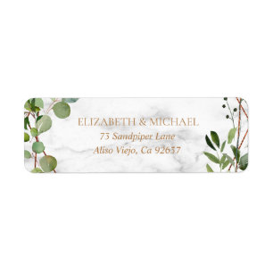 Copper Geometric Eucalyptus Marble Return Address Label