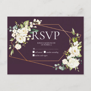Copper Geometric Plum White Floral No Menu RSVP