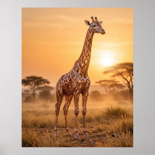 Copper Giraffe Sunset Poster