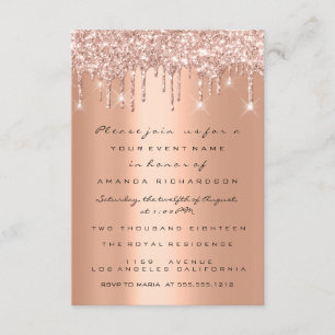 Copper Glitter Drips Rose Gold Bridal Sweet 16th Invitation