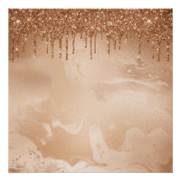 Copper Glitter Rain on Blush Copper Metal Marble