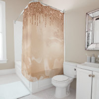 Copper Glitter Rain on Blush Copper Metal Marble