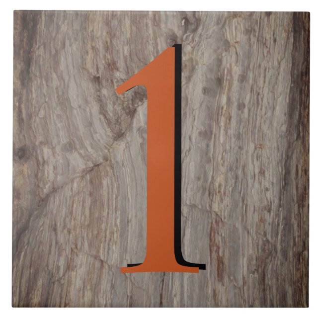 Copper Glow House Number Tile 1 One on Grey Stone (Front)