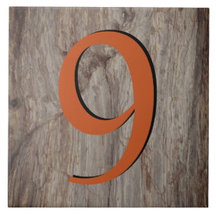 Copper Glow House Number Tile 9 on Grey Stone