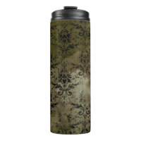 Copper Gold and Black Floral Damask