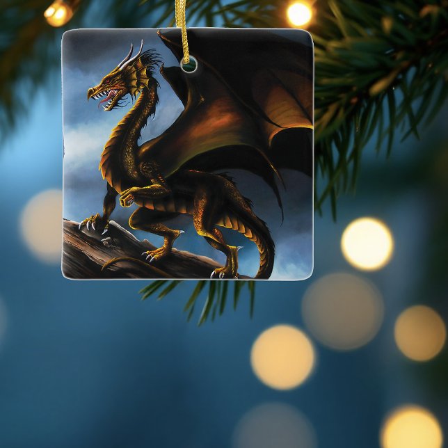 Copper Gold Black Dragon Ceramic Ornament (Creator Uploaded)