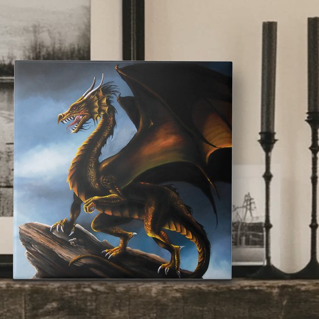 Copper Gold Black Dragon Ceramic Tile (Creator Uploaded)