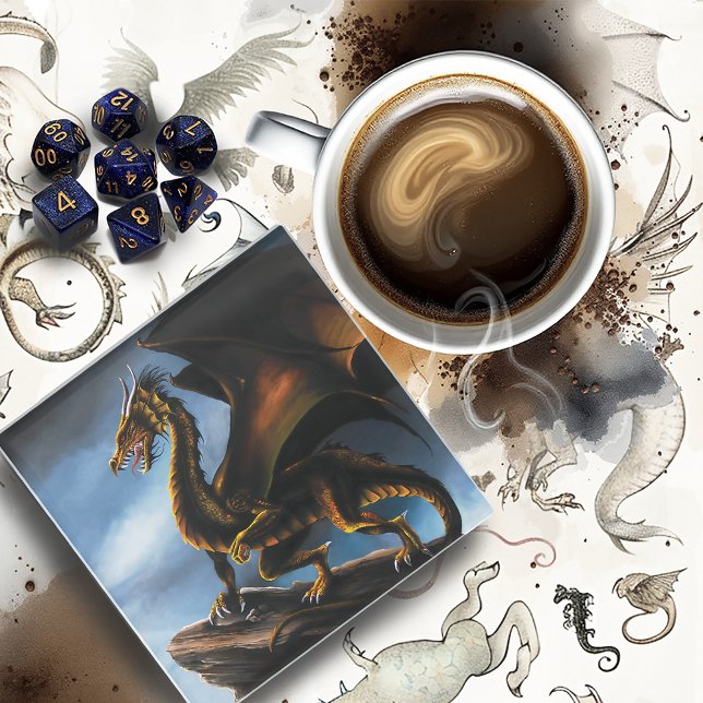 Copper Gold Black Dragon Glass Coaster (Creator Uploaded)