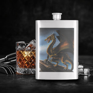 Copper Gold Black dragon Hip Flask