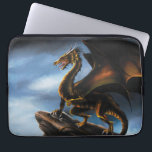 Copper Gold Black Dragon Laptop Sleeve<br><div class="desc">A majestic dragon with copper,  gold and black scales on cliff edge with blue skies in behind.</div>