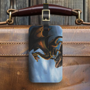 Copper Gold Black Dragon Luggage Tag