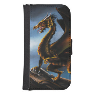 Copper Gold Black Dragon Samsung S4 Wallet Case