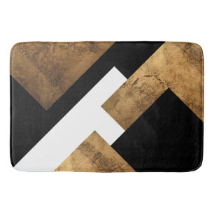 Copper Gold Black Geometric Chic Bath Mat