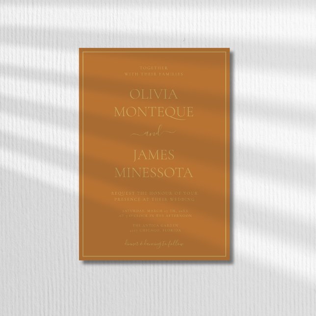 Copper Gold Frame Luxury Formal Wedding Invitation (Creator Uploaded)