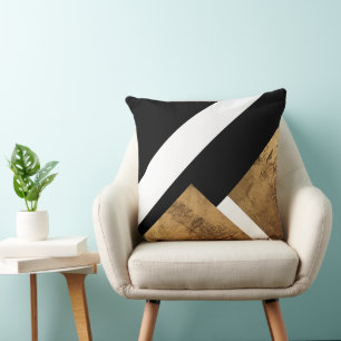 Copper Gold Geometric Black White Cushion