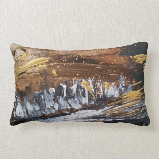 Copper, Gold, Grey, White Long Abstract Art Pillow
