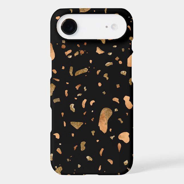 Copper Gold on Black Terrazzo Stone Case-Mate iPhone Case (Back)
