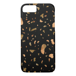 Copper Gold on Black Terrazzo Stone iPhone 8/7 Case