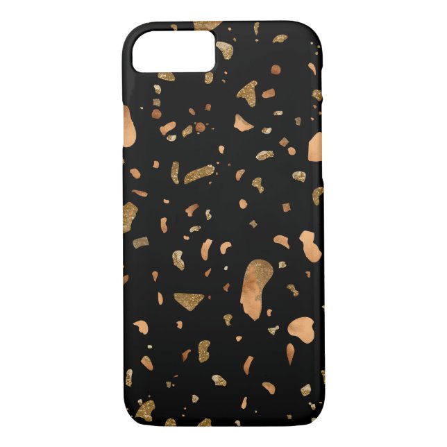 Copper Gold on Black Terrazzo Stone Case-Mate iPhone Case (Back)