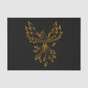 Copper Gold Phoenix Rises on Black  Tissue Paper