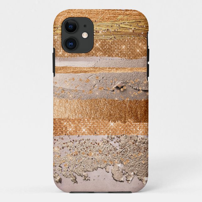Copper Gold Strokes Glamour Texture Case-Mate iPhone Case (Back)