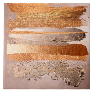 Copper Gold Strokes Glamour Texture Ceramic Tile