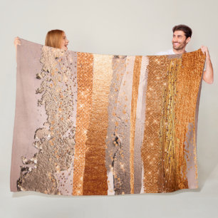 Copper Gold Strokes Glamour Texture Fleece Blanket